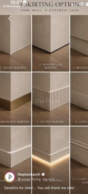Nine skirtings: flush, shadow gap, recessed, metal, fluted, cove, LED, moulded and more.