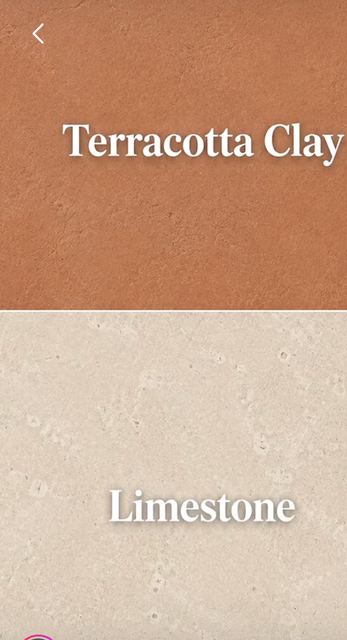 Colour pairing: terracotta clay over limestone.