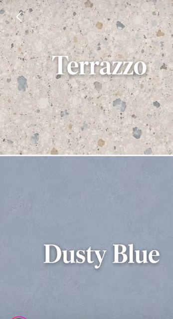 Colour pairing: terrazzo over dusty blue.